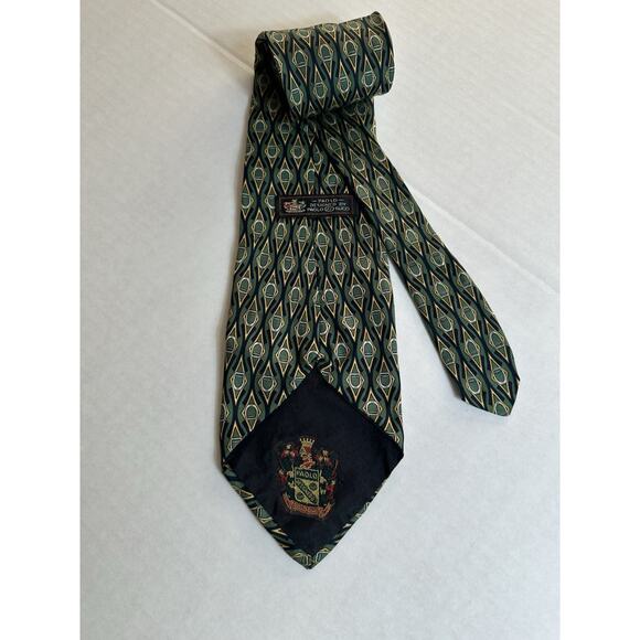 Paolo by Paolo Gucci Men's Neck Tie Green/Gold Geometric Italy 100% Silk Preppy - Picture 5 of 15